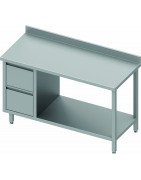 Table de travail inox avec tiroirs